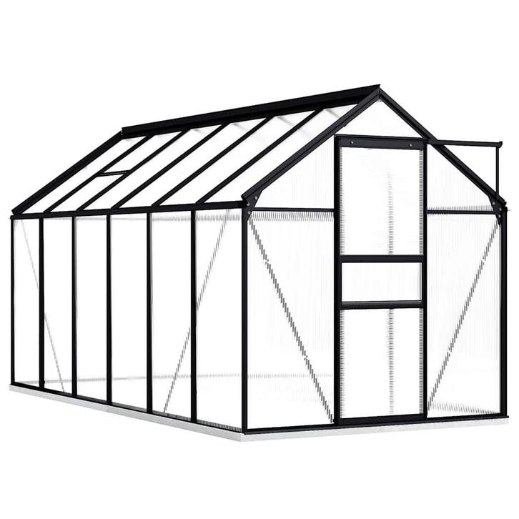 vidaXL Tuinkas met basisframe 7,03 m³ aluminium, Tuin en Terras, Kassen, Nieuw, Verzenden