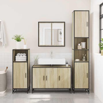 vidaXL Wastafelkast Sonoma eiken 90x33x60 cm bewerkt hout, Verzenden, Nieuw