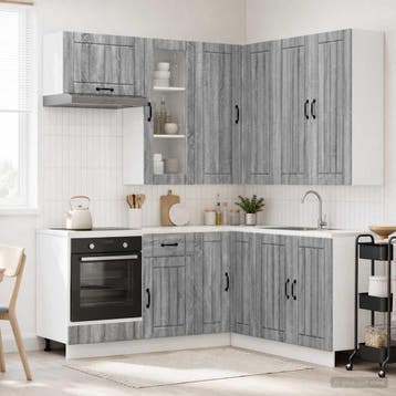 vidaXL Keukenblok LUCCA 8 st Grijs Sonoma Bewerkt hout, Verzenden, Nieuw