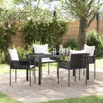 vidaXL Tuin Eettafel Set 5 pcs Bruin en Zwart PE Riet, Tuin en Terras, Verzenden, Nieuw