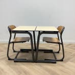 complete schoolset Ahrend 10 stoelen + 10 tafels, Antraciet, Gebruikt, Zwart, Hout, Eén