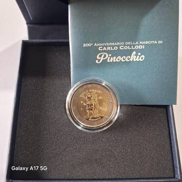 Italie. 2 Euro 2026 Pinocchio (2 monedas) Proof + Reverse