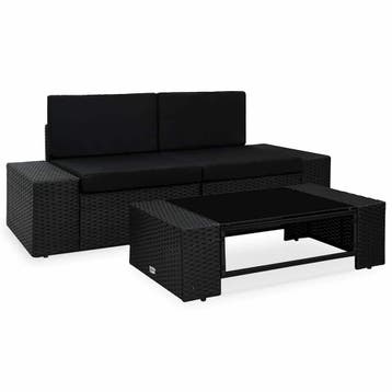 vidaXL 3-delige Loungeset poly rattan zwart, Verzenden