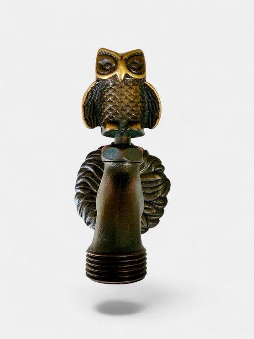 Antique Bronze OWL Garden Tap - Figuur - Brons, Antiquités & Art, Curiosités & Brocante