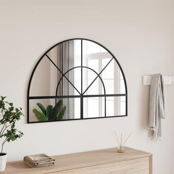 vidaXL Wandspiegel boog 100x70 cm ijzer zwart, Verzenden, Nieuw
