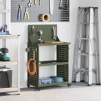 vidaXL Gereedschapswagen met plank Olijf Groen 65 x 35 x 111, Doe-het-zelf en Bouw, Verzenden, Nieuw