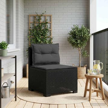 vidaXL Eén-zits Tuin Sofa met Kussens Rieten Look PP, Verzenden, Nieuw