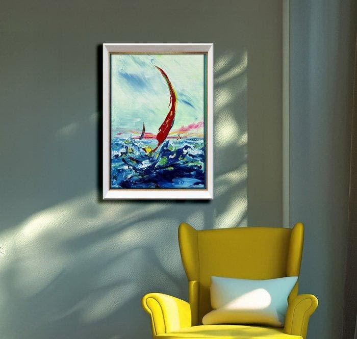 Vitality - Serie Regata - 15 (Velero - Paisaje Marino), Antiek en Kunst, Kunst | Schilderijen | Modern