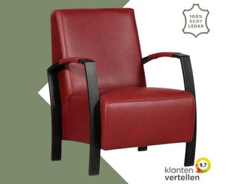 Leren fauteuil Glory - Granada Rouge (rood), Ophalen of Verzenden