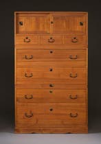 Kast met lades voor kimono - Hout, Metaal,, Antiek en Kunst