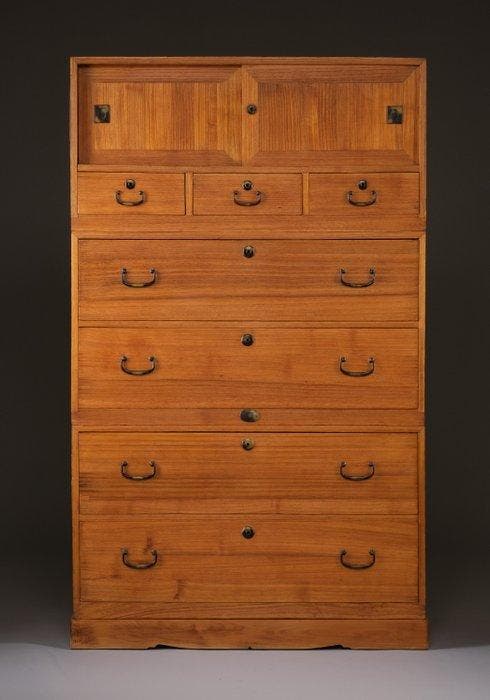 Kast met lades voor kimono - Hout, Metaal,, Antiek en Kunst, Antiek | Overige Antiek