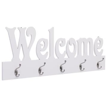 vidaXL Wandkapstok WELCOME 74x29,5 cm wit, Maison & Meubles, Verzenden