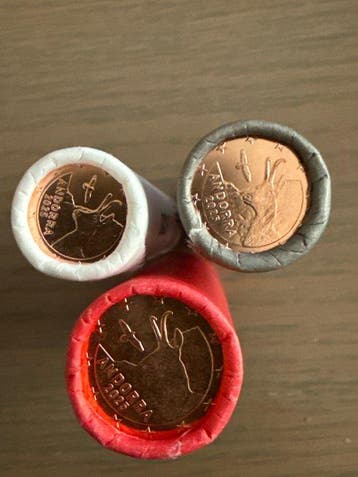 Andorra. Coin Roll 2025 (150 stuks) in 3 zichtrollen (Zonder