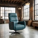 Leren elektrisch relaxfauteuil Pride - Toledo Turquoise, Nieuw, Ophalen of Verzenden, Modern, 50 tot 75 cm