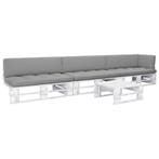 vidaXL 4-delige Loungeset pallet met kussens wit, Verzenden, Loungeset