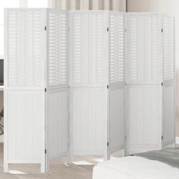 vidaXL Kamerscherm met 6 panelen massief paulowniahout wit, Verzenden, Nieuw