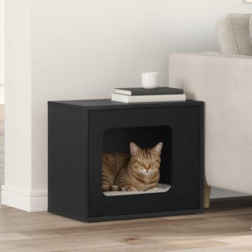 vidaXL Kattenhuis Zwart 51 x 30 x 42,5 cm Bewerkt hout, Verzenden