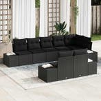 vidaXL Tuinbank Set met opslag 8 pcs Zwart Poly rattan, Verzenden