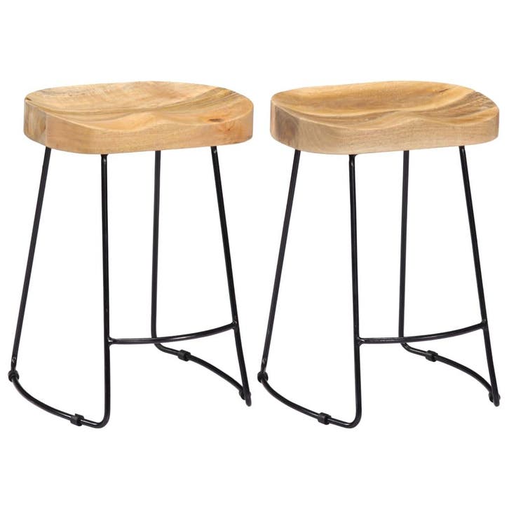 vidaXL Gavin barkrukken 2 st massief mangohout, Maison & Meubles, Tabourets de bar, Envoi