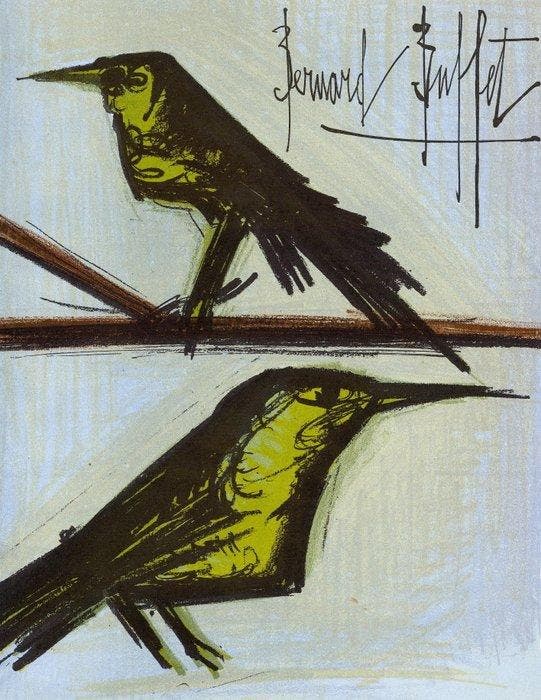 Bernard Buffet (1928-1999) - Les deux oiseaux, Antiek en Kunst, Antiek | Overige Antiek