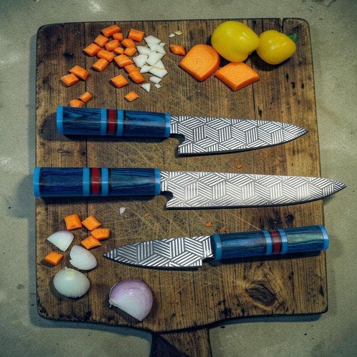 Hand-Forged with Old Steel, Japanese Pro Style Chef Knives., Antiek en Kunst, Antiek | Keukengerei