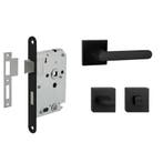 Deurbeslag set met WC-slot en deurklink Linee zwart gevee..., Ophalen of Verzenden, Nieuw, Overige materialen, Klink of Kruk