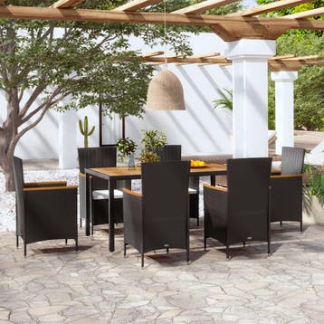 vidaXL 7-delige Tuinset met kussens poly rattan, Verzenden, Nieuw, Tuinset