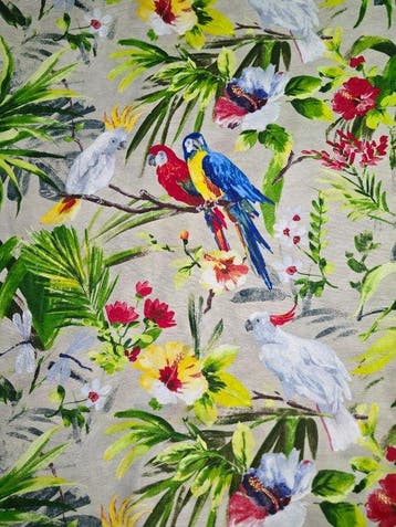 San Leucio-esclusiva tessuto tropici con pappagalli e, Antiek en Kunst