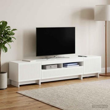 vidaXL 5-delige LED TV-kast Hoogglans Wit Bewerkt hout, Verzenden