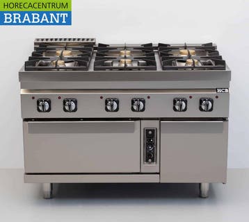 HCB RVS 6 pits Gasfornuis met oven Gasoven 50,5 kW GAS 120, Ophalen of Verzenden