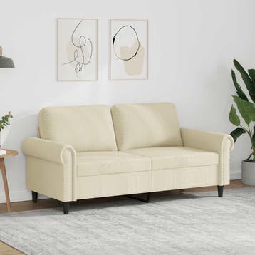 vidaXL Tweezitsbank / zetel 140 cm kunstleer crèmekleurig, Verzenden