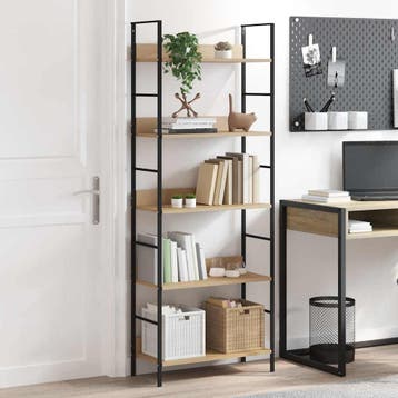 vidaXL Boekenkast 5 schappen 60x27,6x158,5 cm bewerkt hout, Verzenden