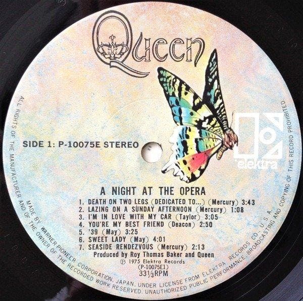 Queen - A Night At The Opera / Japanese 1st Pressing Of, CD & DVD, Vinyles Singles