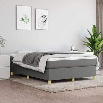 vidaXL Boxspring met matras stof donkergrijs 140x200 cm, Verzenden, Nieuw