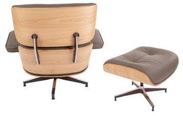 Lounge stoel met hocker EA670 XL Donkergrijs leer, Huis en Inrichting, Verzenden, Nieuw