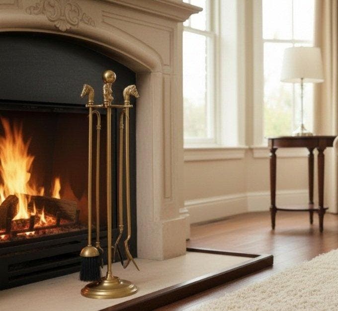 Openhaard accessoire - Paardenkoppen - Neoclassistische, Antiek en Kunst, Curiosa en Brocante