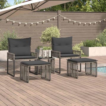 vidaXL Buitenmeubels set 11 st Grijs en Donkergrijs poly, Tuin en Terras, Verzenden, Nieuw