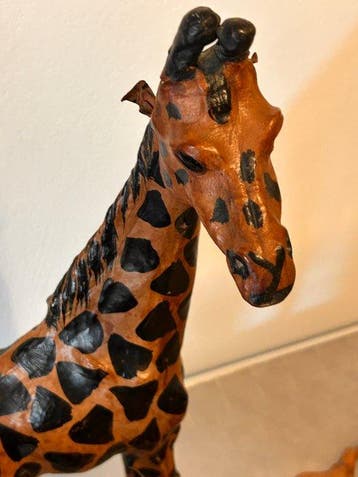 Large Handcrafted Safari Animals Set of 3 - Leather-Covered