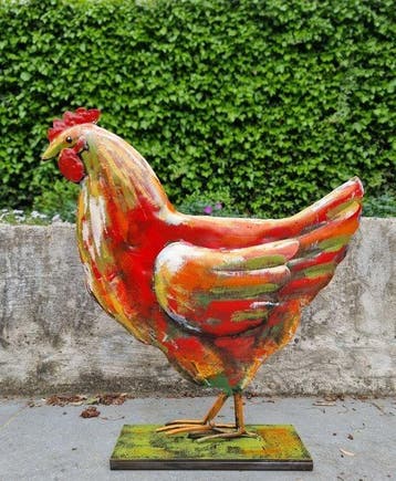 Beeldje - Beeldje - XL colorful CHicken - Metaal, IJzer -