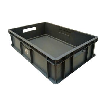 Stapelbak 600x400x155 mm euronorm open handvat donkergrijs, Ophalen of Verzenden