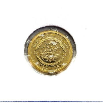 Liberia. 12 Dollars 2008 - Czech - 1/50 Oz.