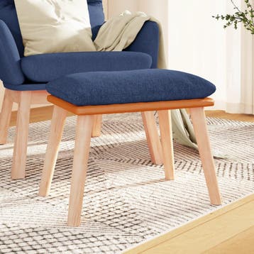 vidaXL Voetenbank 45x29,5x35 cm stof en kunstleer blauw, Huis en Inrichting, Zetels | Voetbanken en poefs, Verzenden, Nieuw