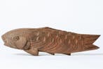 Wooden Carp Sculpture – Signed by Yanagisawa Eiichi ,