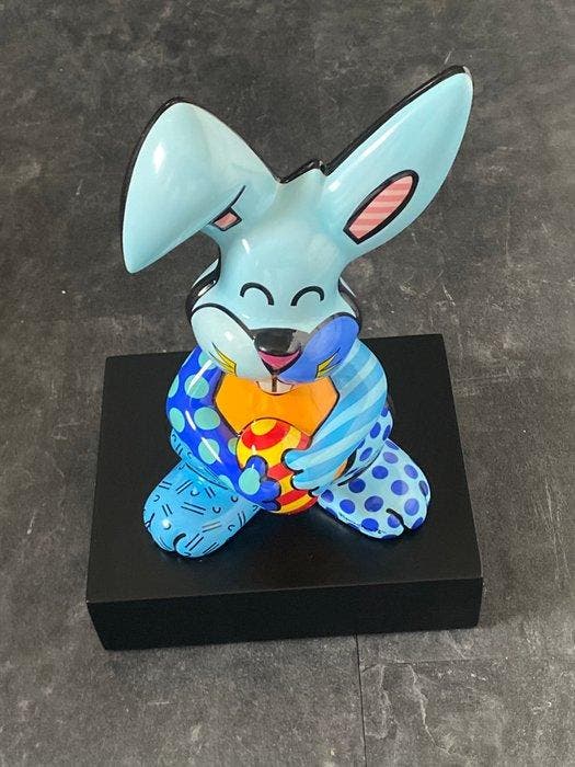 Romero Britto (1963) - Blue Rabbit, Antiek en Kunst, Kunst | Designobjecten