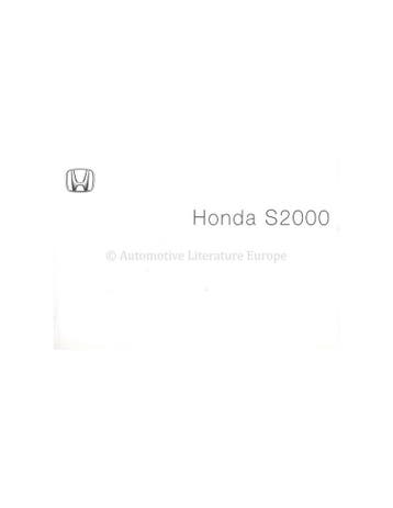 2002 HONDA S2000 INSTRUCTIEBOEKJE ENGELS