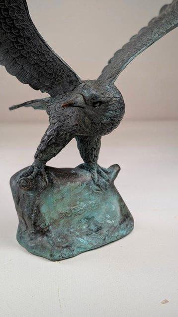 Beeld, gedetailleerd bronzen sculptuur van een adelaar met
