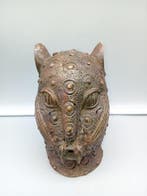 Hoofd - Leeuwpanterkop in brons - Ifé - Afrika (Zonder