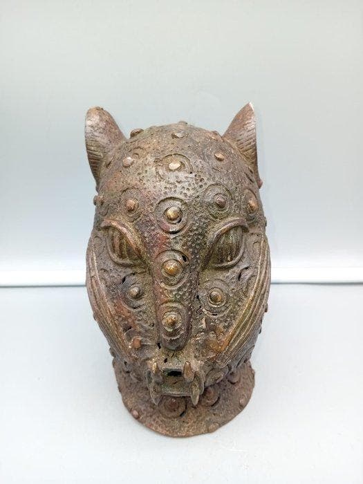 Hoofd - Leeuwpanterkop in brons - Ifé - Afrika (Zonder, Antiek en Kunst, Kunst | Niet-Westerse kunst