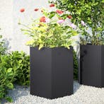 vidaXL Plantenbak zeshoek 46x40x45 cm staal zwart, Verzenden