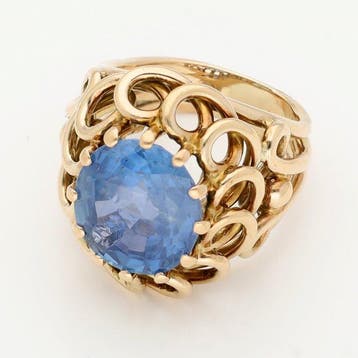 Ring - 14 karaat Geel goud - Saffier, Nieuw